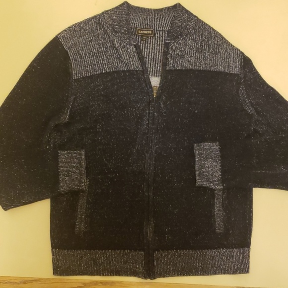 Express mens zip up blue sweater - size L - Picture 2 of 2